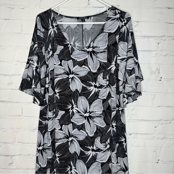 Roz & Ali size 1X black & white dress - Picture 1 of 7